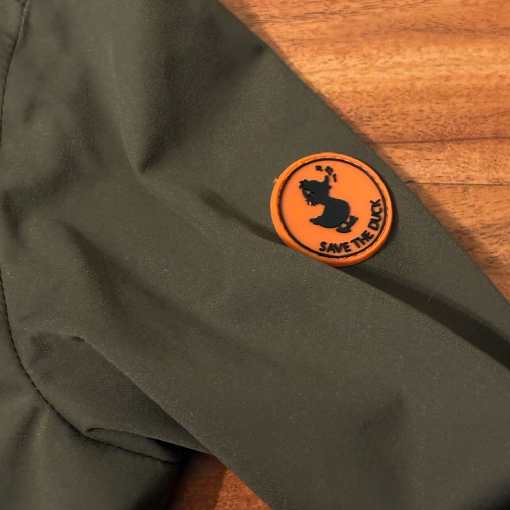 Save The Duck Kids Rainy Day Rain Jacket Coat 4 Olive Green Waterproof Unisex - Picture 3 of 8